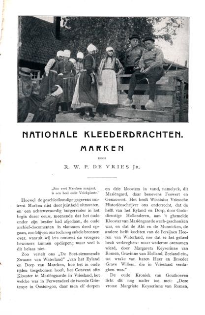 Vries, R.W.P. de. - Nationale Kleederdrachten. Marken.
