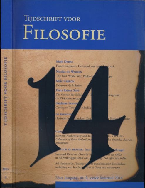 Breeur, Roland (hoofdred.). - Tijdschrift voor Filosofie 2014, nummer 4.