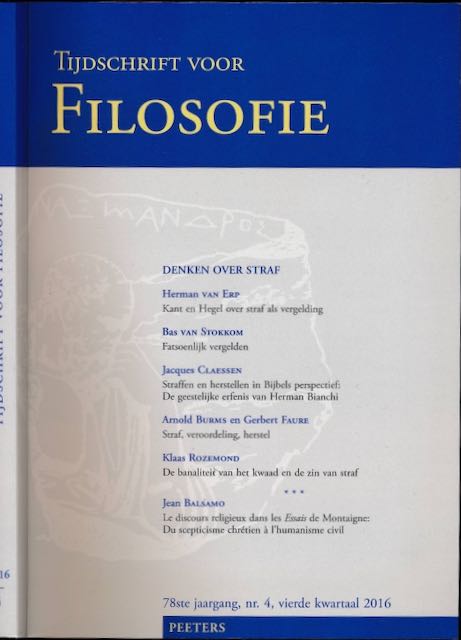 Breeur, Roland (hoofdred.) - Tijdschrift voor Filosofie 2016, nummer 4.