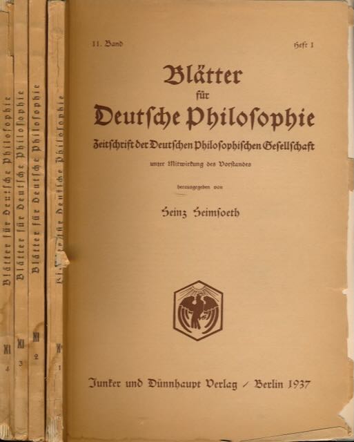 Heimsoeth, Heinz. (hrsg.) - Bltter fr Deutsche Philosophie: Zeitschrift der Deutschen Philosophischen Gesellschaft. II. Band, Hefte 1-4.