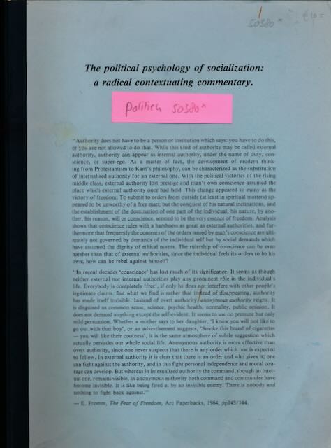 Reeve, Alan - The Political Psychology of Socialization: A radical contextuating commentary.