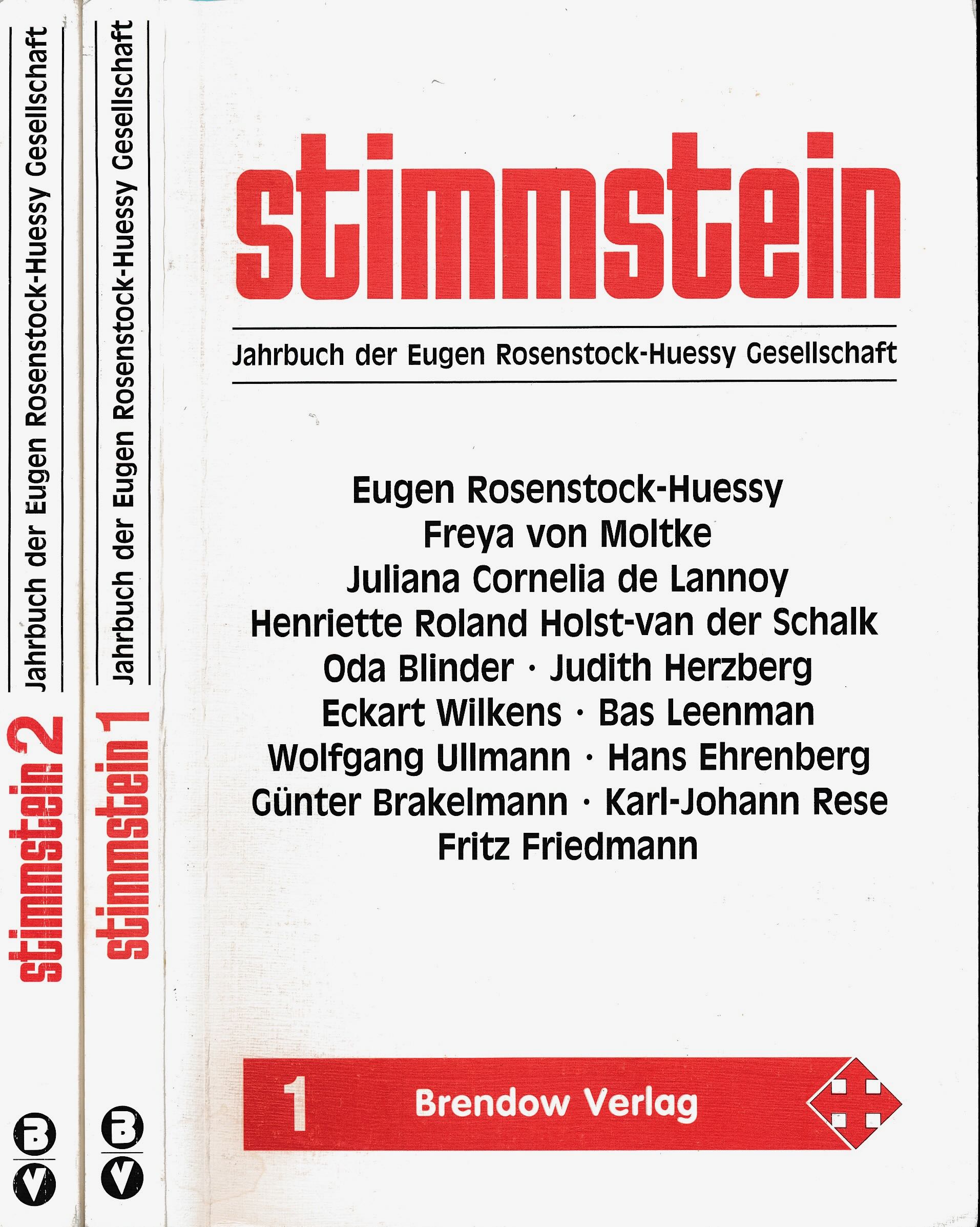 Leenman, Bas (Hrsg) - Jahrbuch der Eugen Rosenstock-Huessy Gesellschaft. Stimmstein 1, 2.