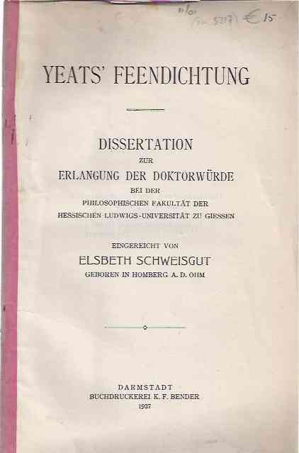 Schweisgut, Elsbeth - Yeats' Feendichtung.